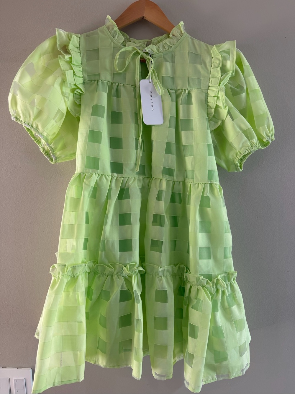 Lime Green Ruffle Tiered Mini Dress — Unbranded